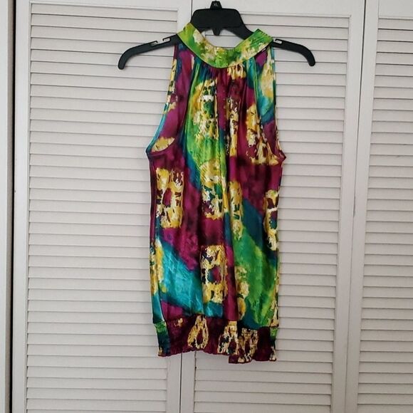 - Floral satin blouse with standing collar a… - Picture 1 of 4